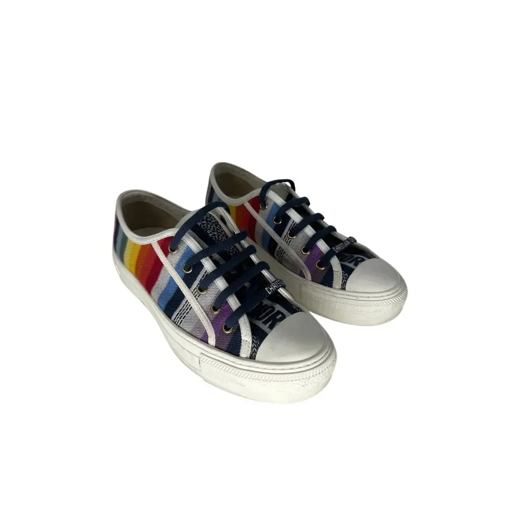 Christian Dior Walk'n'Dior Multicolor Striped Canvas Low Top Sneakers Women 37.5